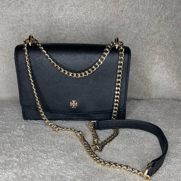 Tory Burch Bags Tory Burch Black And Gold Crossbody Purse Poshmark